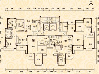 恒大绿洲户型图 其中编号2,3为,为二房二厅一卫-83.96平米-54套