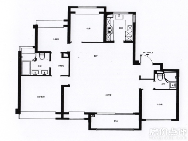 户型图-156平方米四房两厅两卫