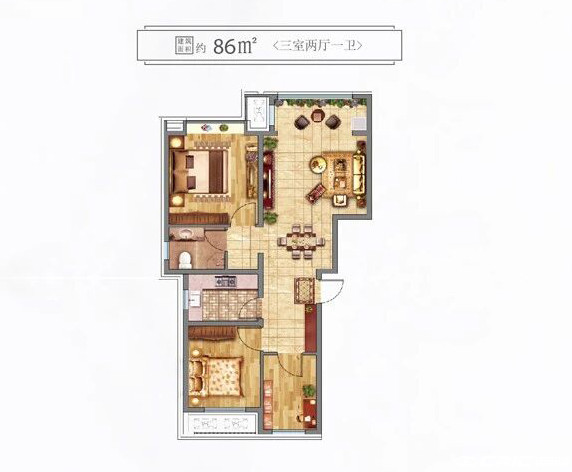 86㎡三室户型图