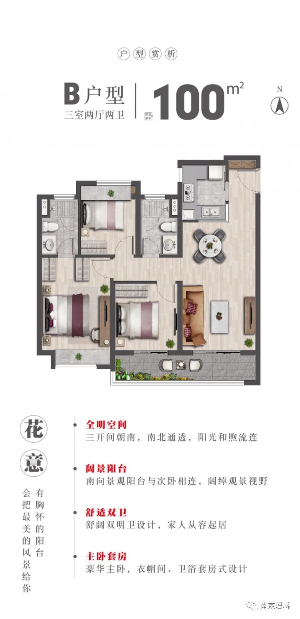 花样年花好园100㎡B户型户型图