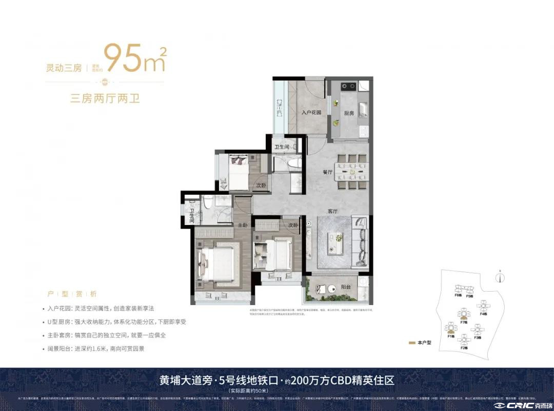 95平方米三房户型图