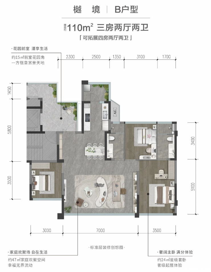 B户型 约110㎡户型图