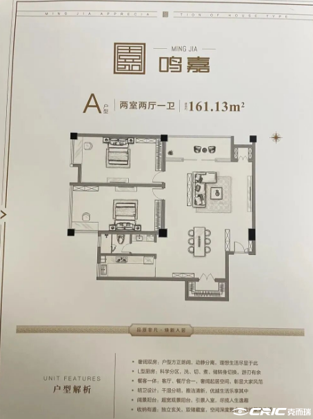 A户型 两室两厅一卫 161.13㎡户型图