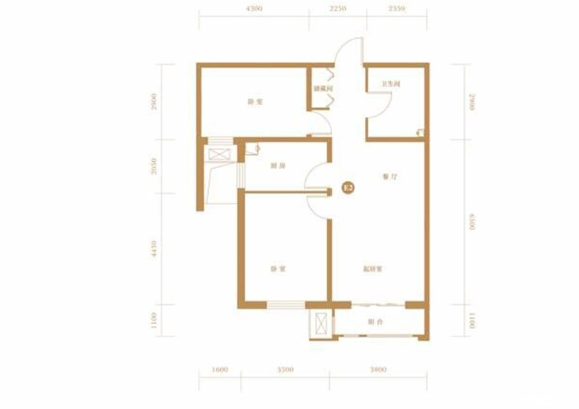 101.75㎡二室E2户型图