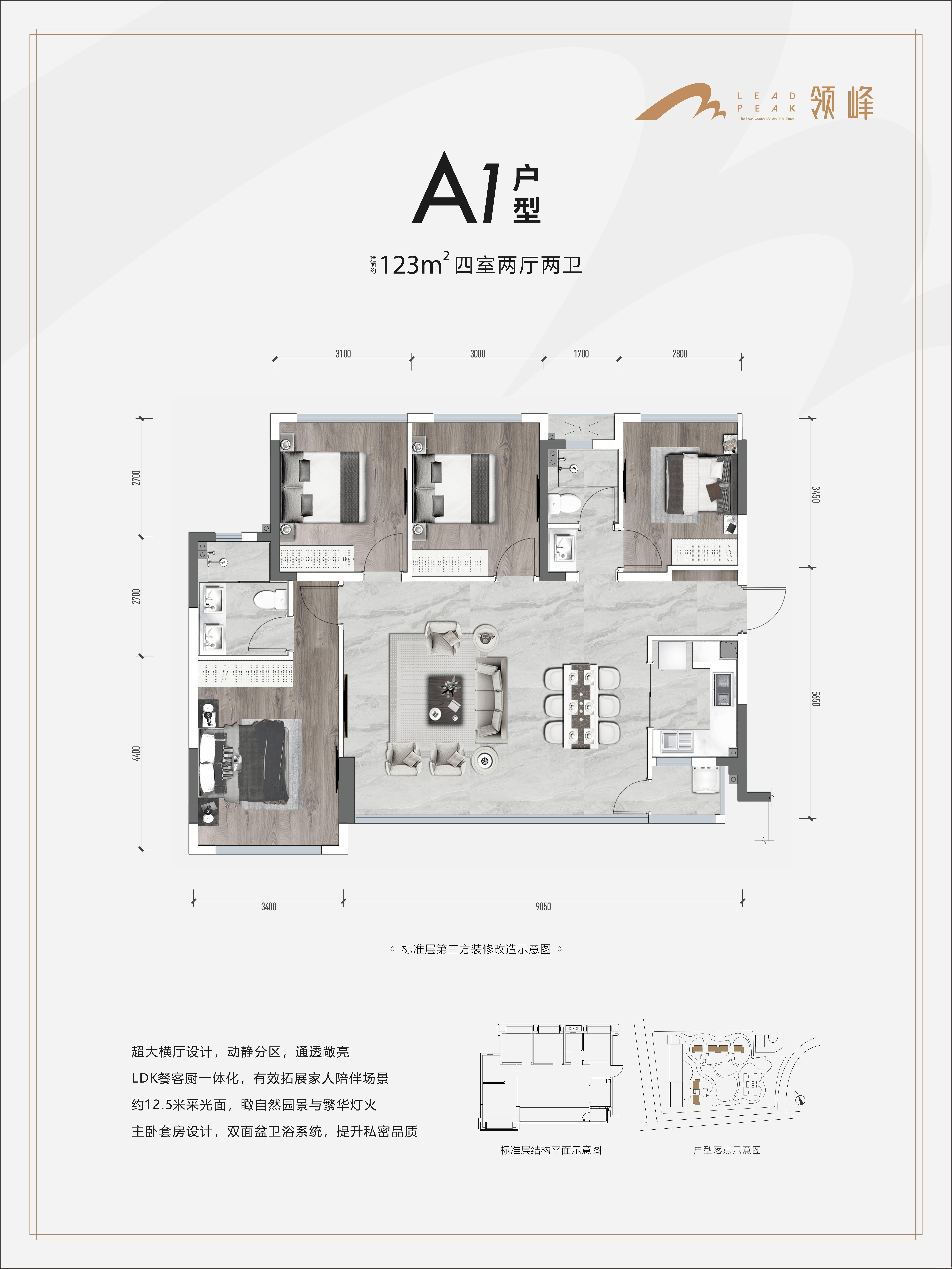 A1户型-123㎡户型图