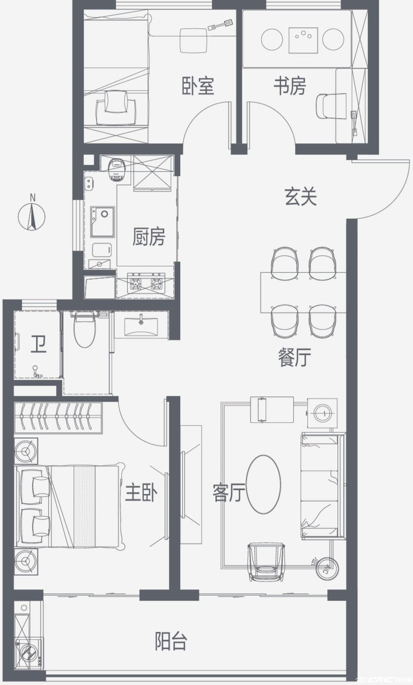 94三房户型图