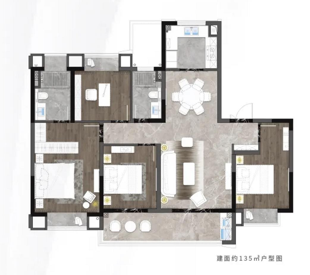 135㎡四室两厅两卫户型图