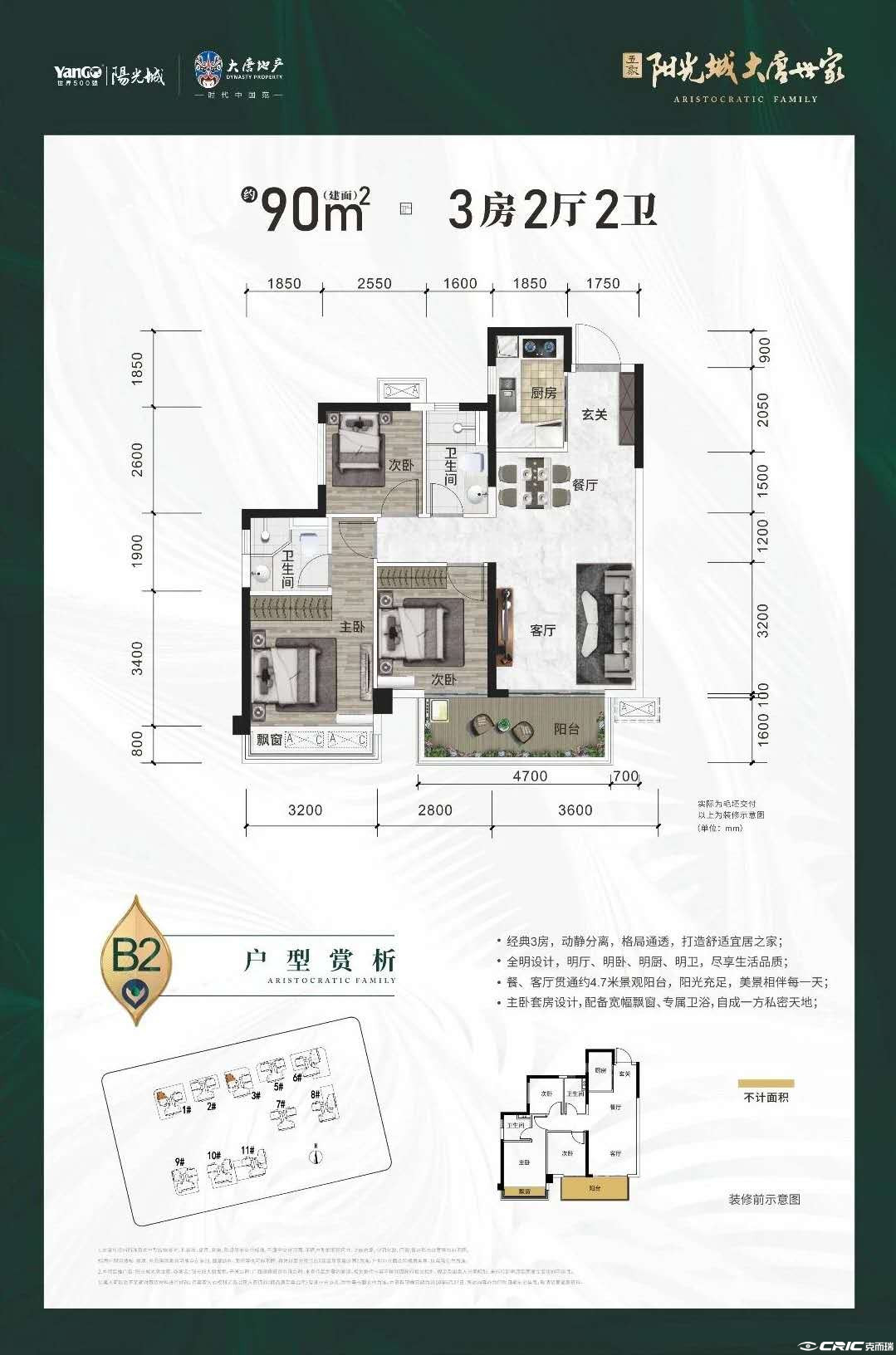 B2户型90㎡户型图