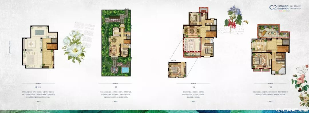 C2别墅 约340-355㎡户型图