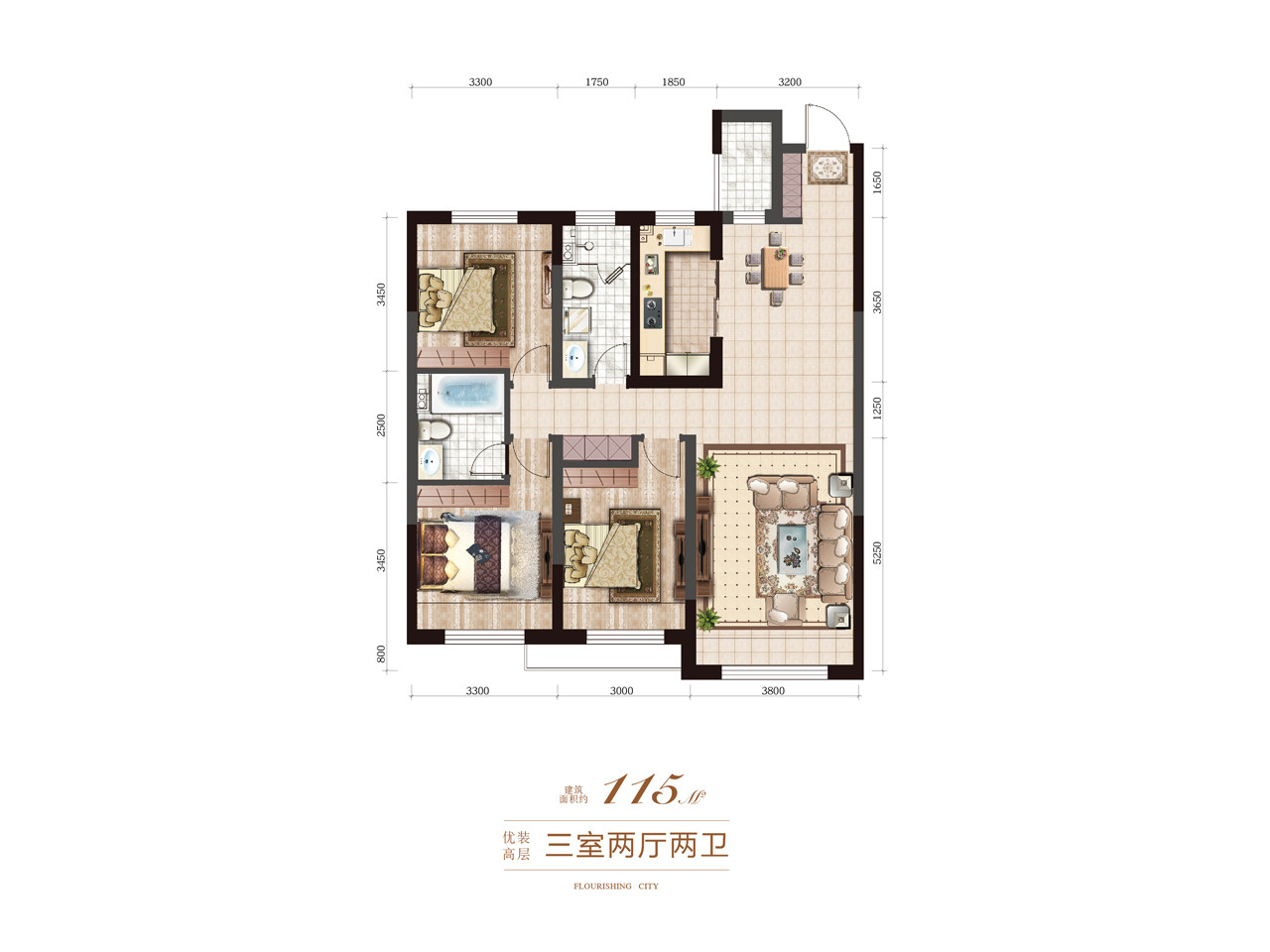115㎡三房户型图