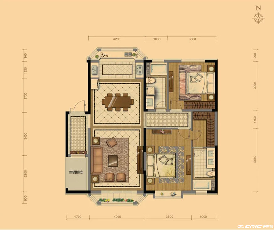 137㎡二室户型图