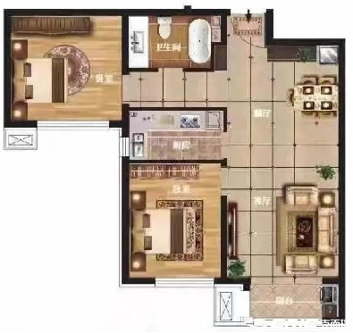 92平米两室两厅一卫户型图
