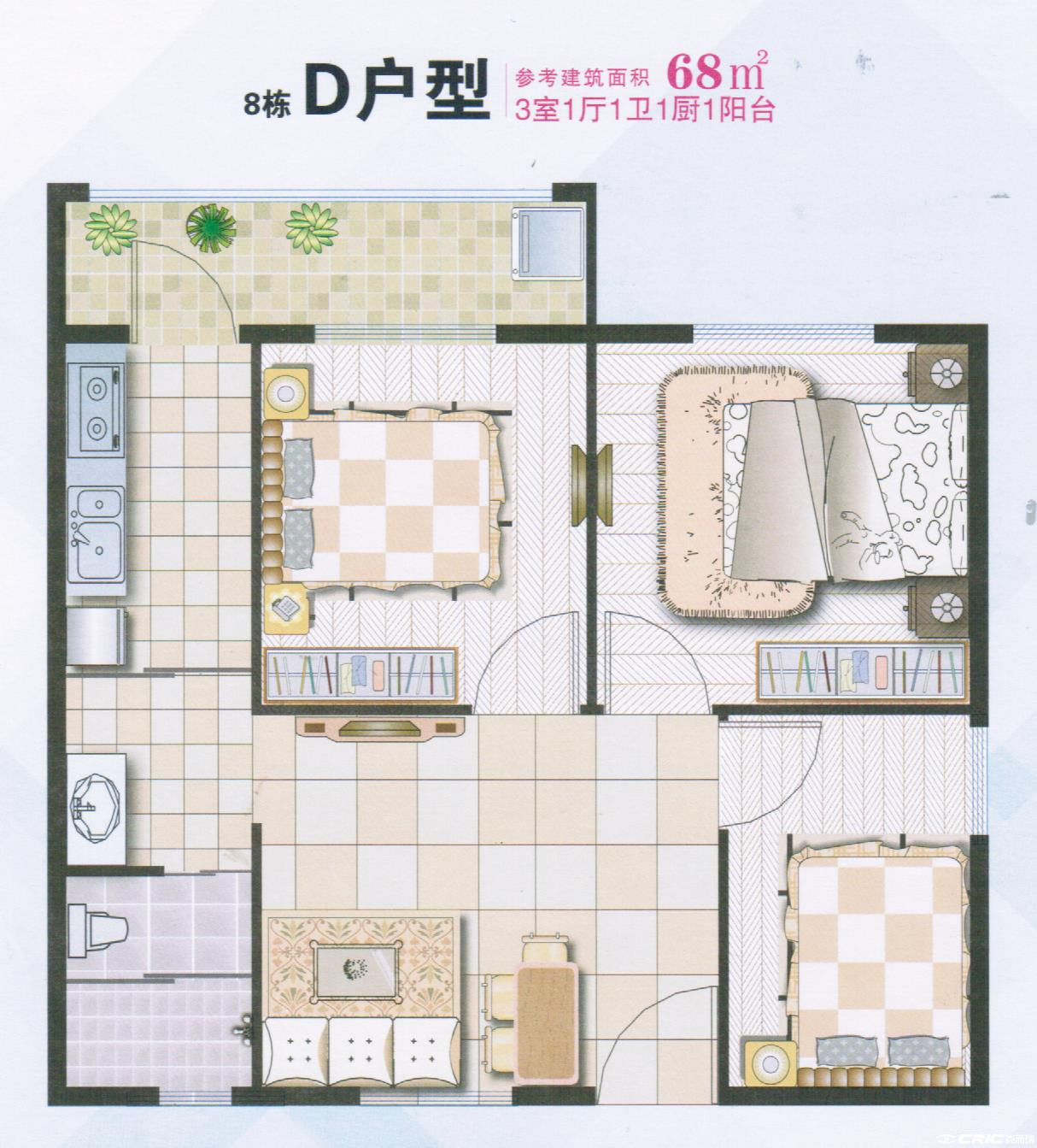 8号楼D户型户型图