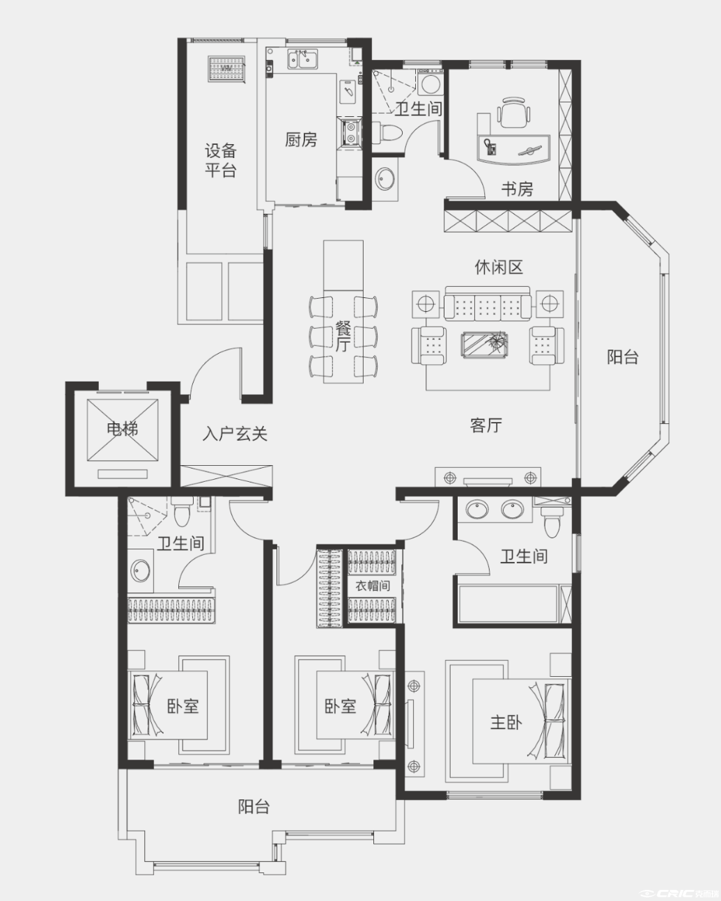 182四房户型图