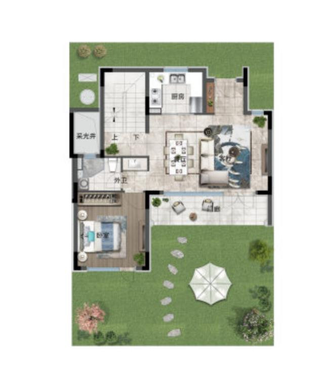 120-N户型, 联排别墅, 建筑面积约120.00平米户型图