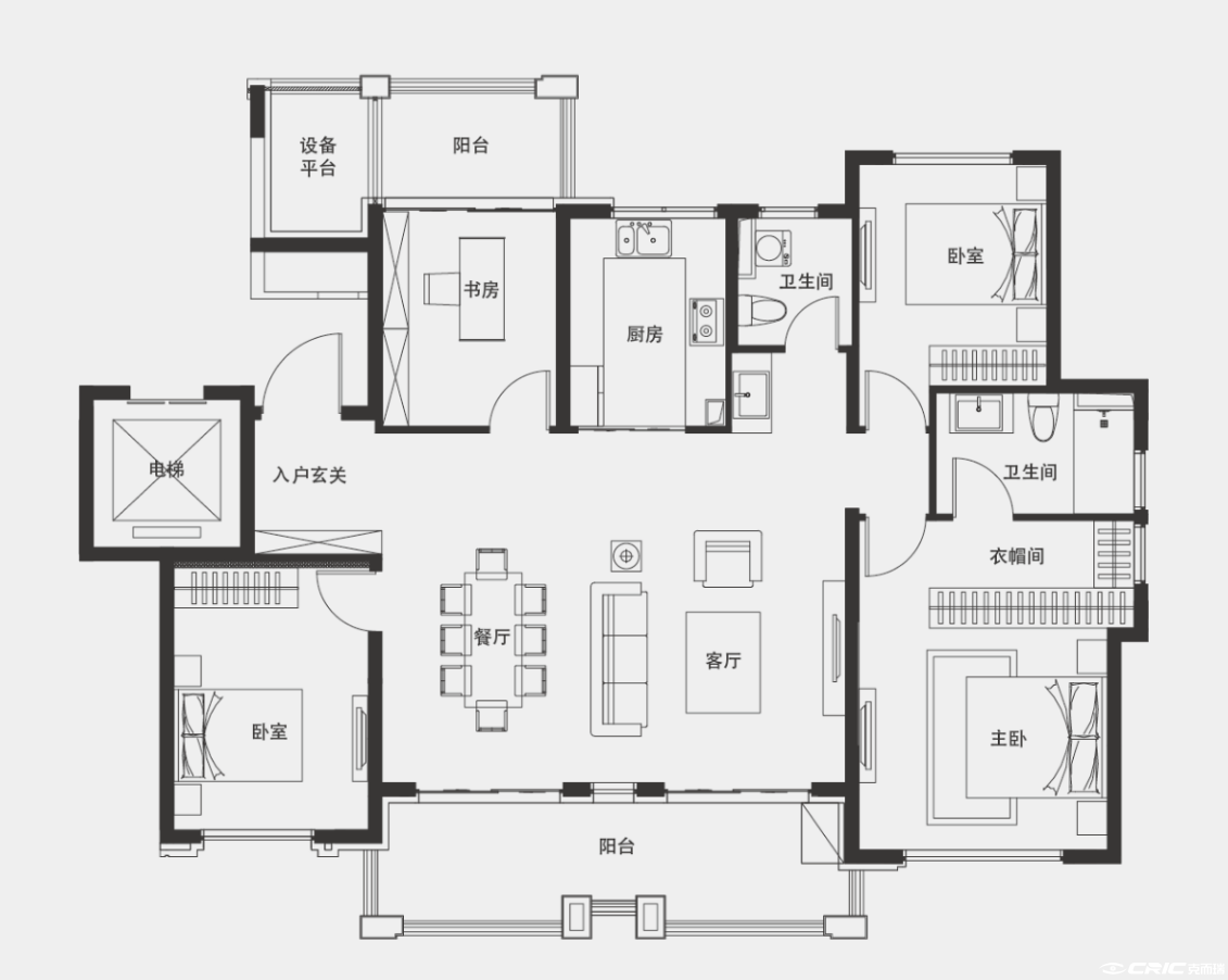 150四房户型图