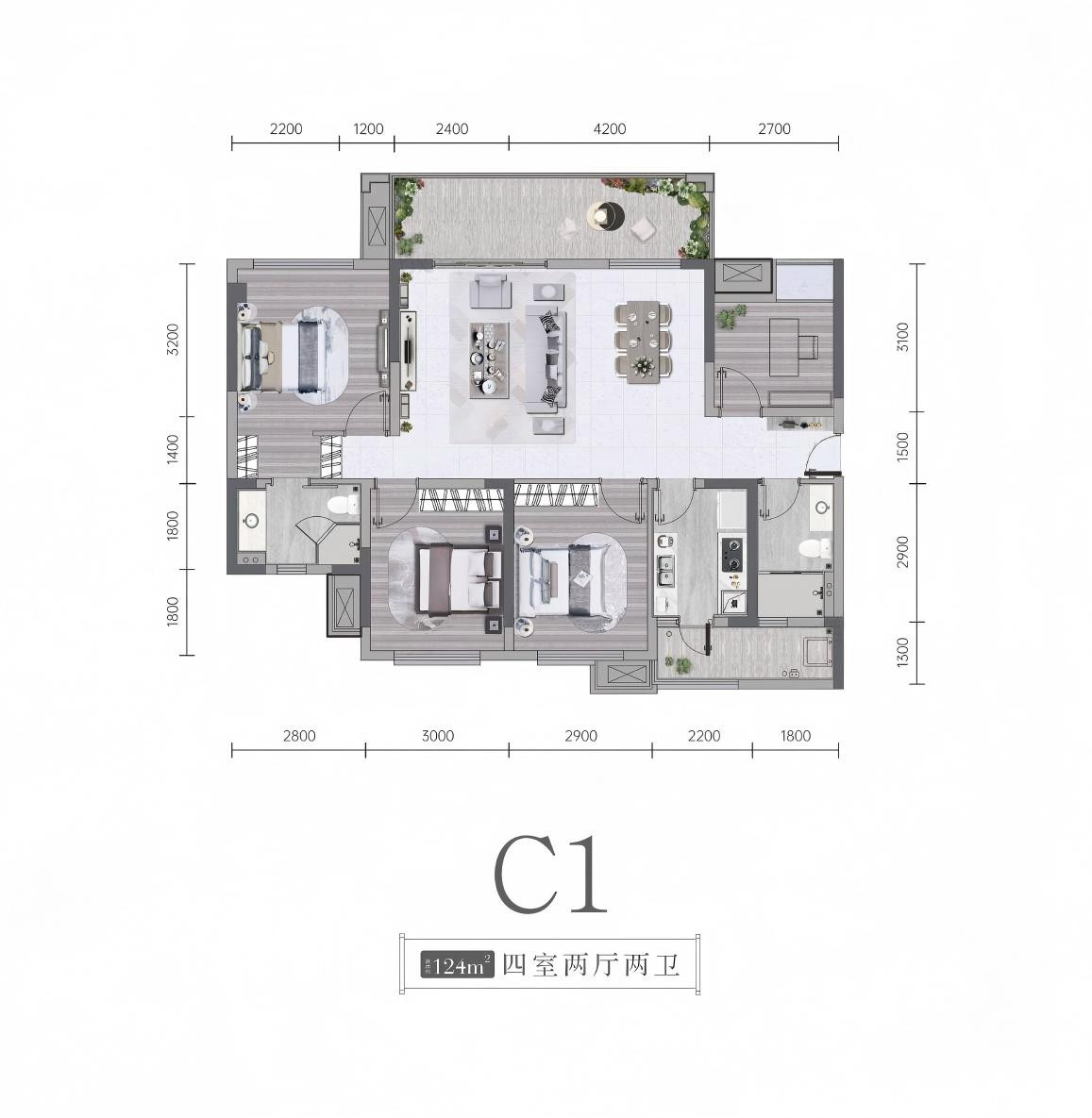 C1 约124㎡户型图