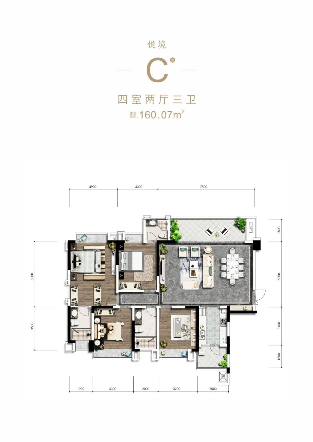 C户型-160.07㎡户型图