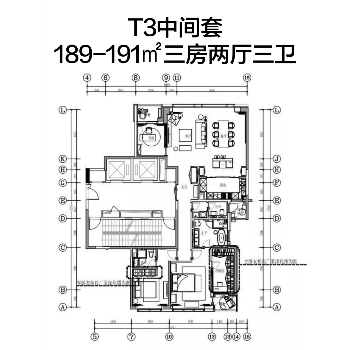 T3中间套户型图