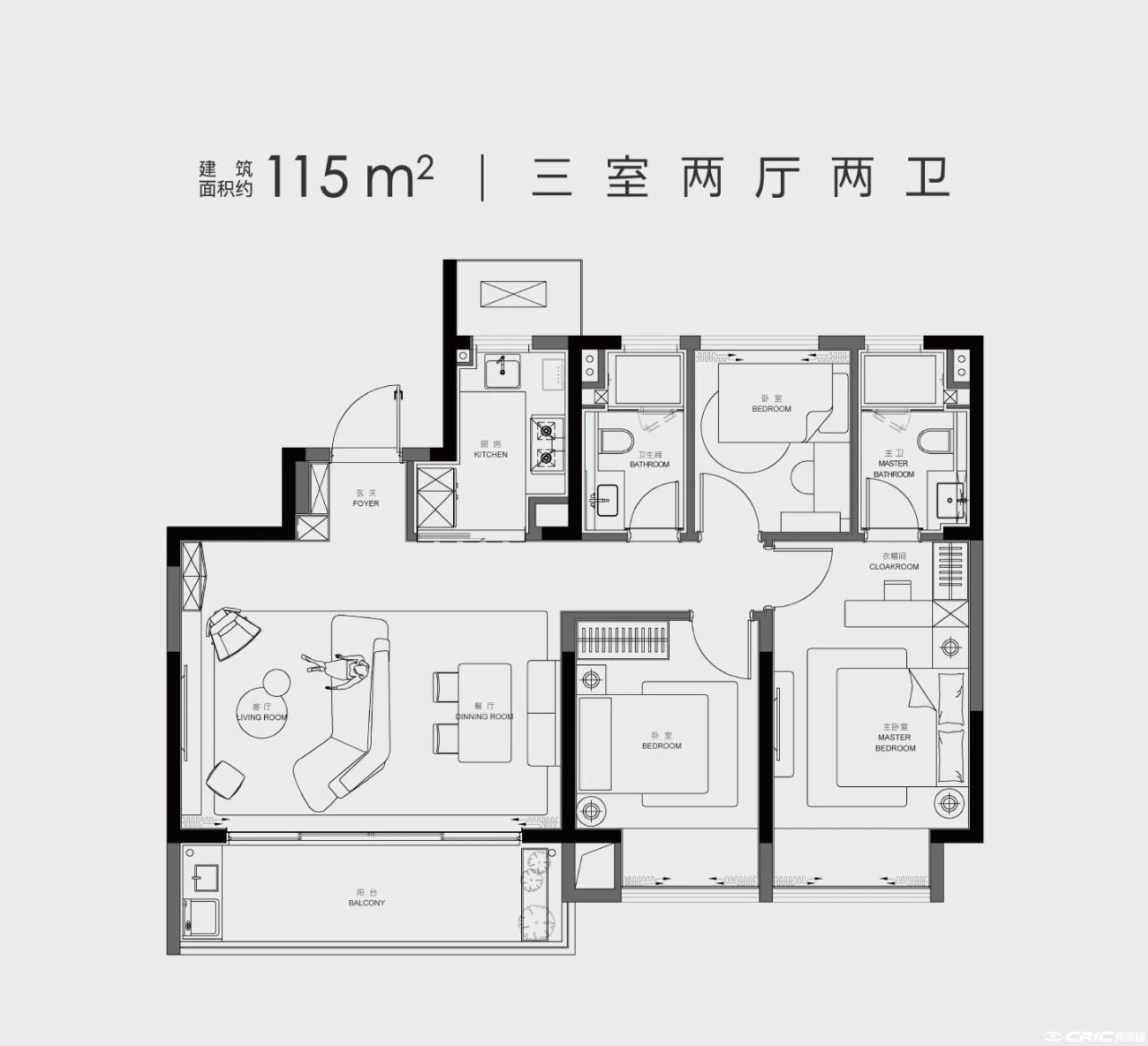 约115㎡户型户型图