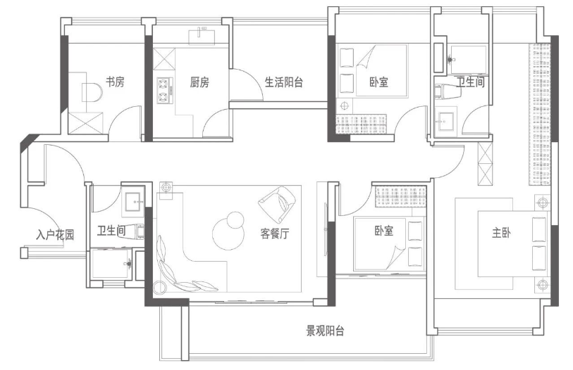约125㎡户型户型图