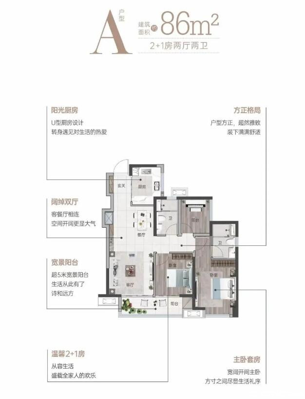 C(2+1房)户型图