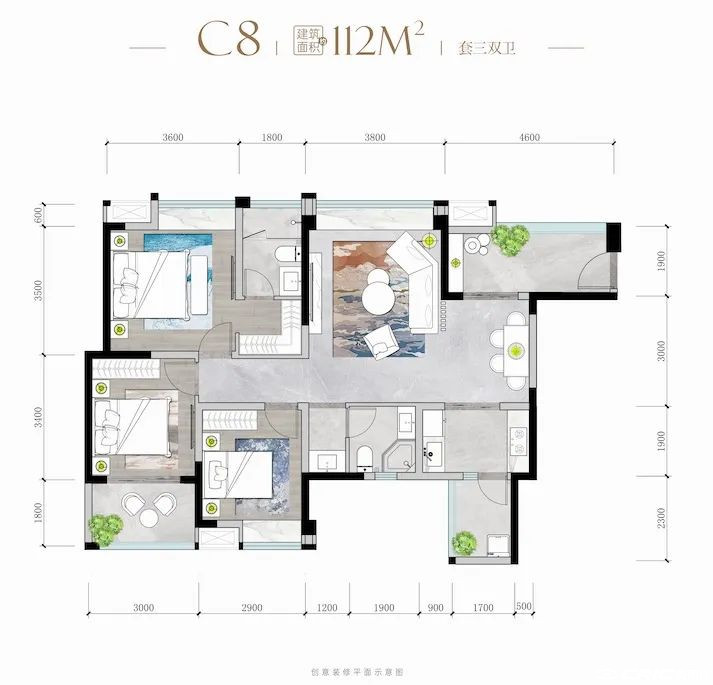 C8户型-112㎡户型图