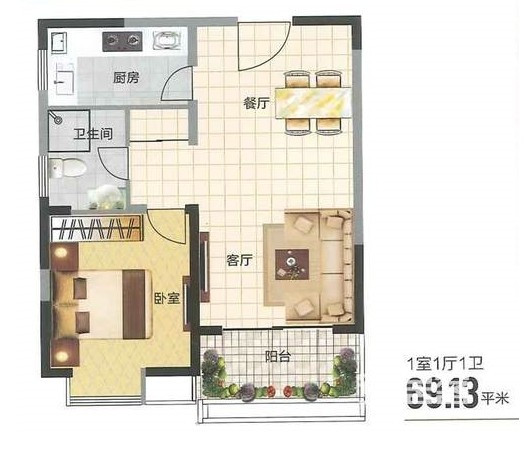 一房户型1户型图