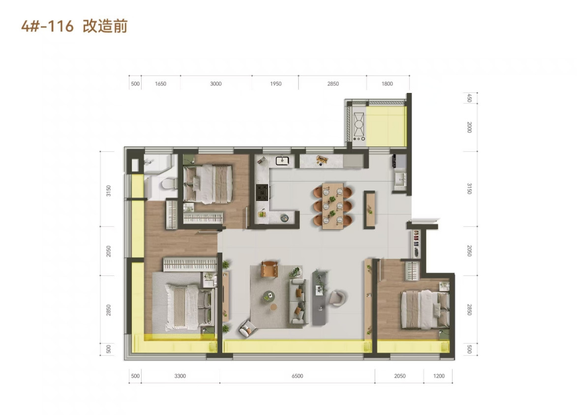 116㎡三室户型图