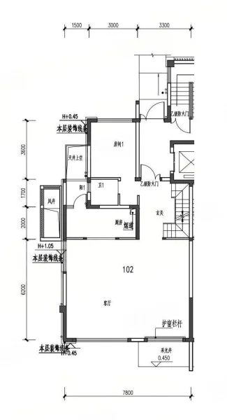 建面约306㎡下叠户型图