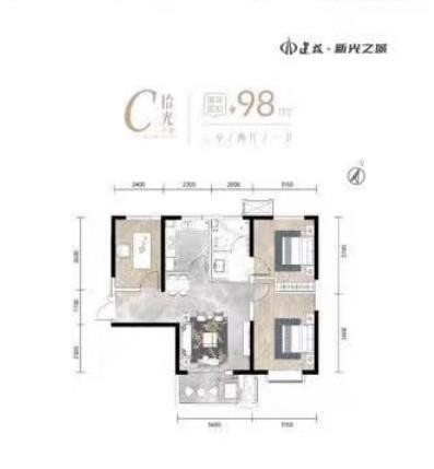 98㎡三室户型图