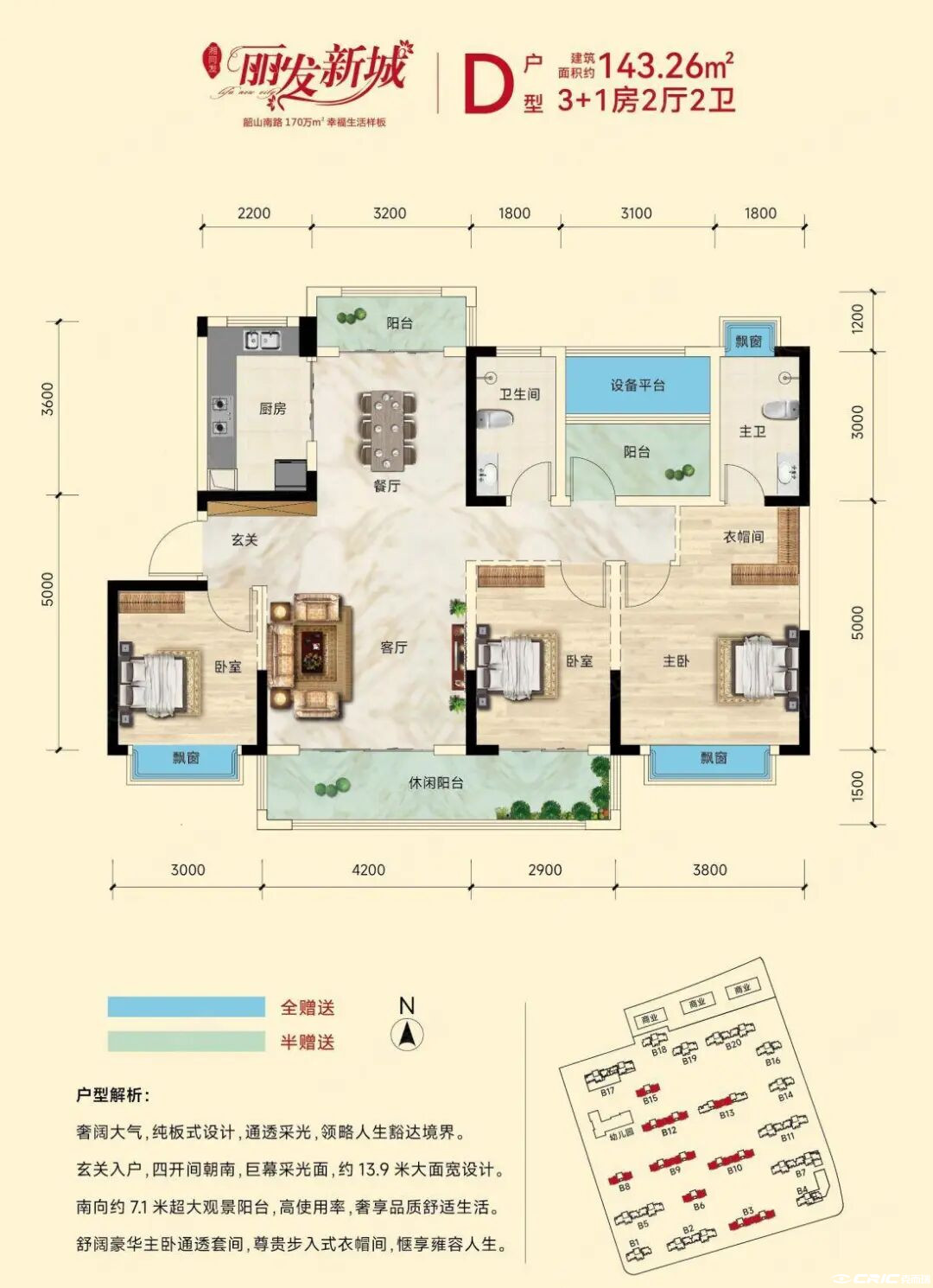 四期D户型 约143.26㎡户型图
