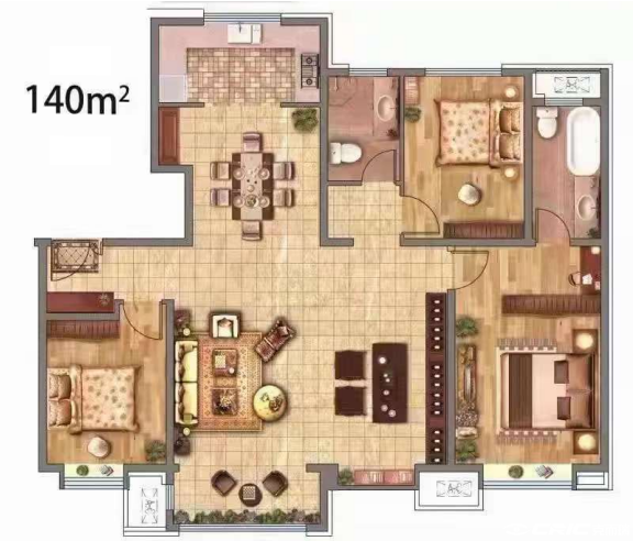 140㎡三室户型图