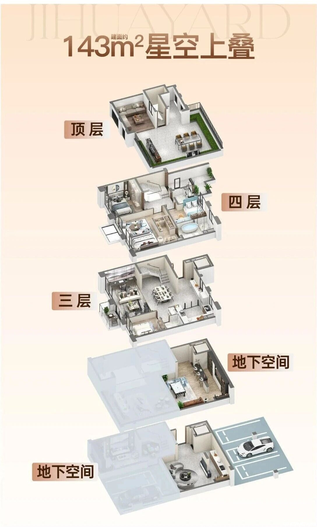 143㎡星空上叠户型图