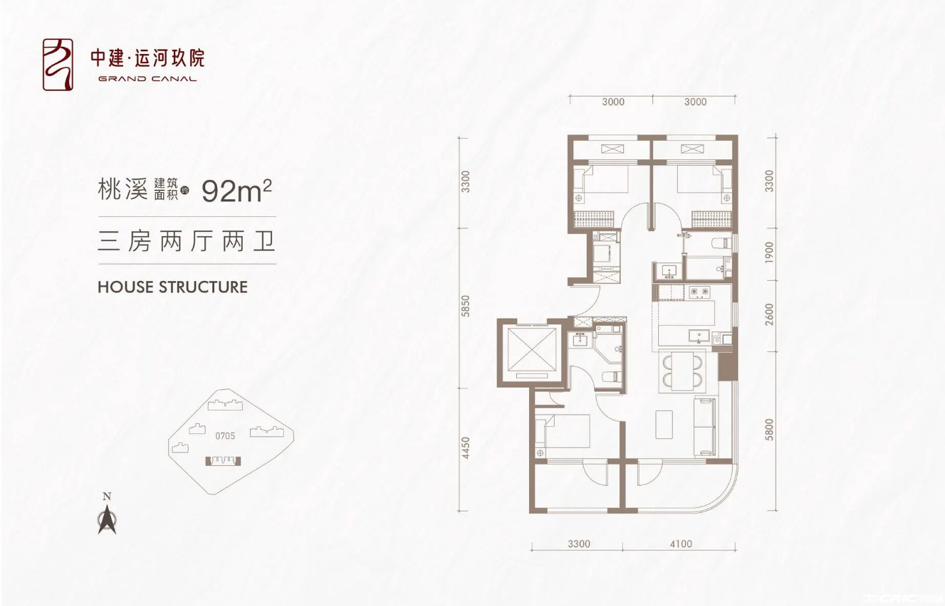 桃溪 92㎡户型图
