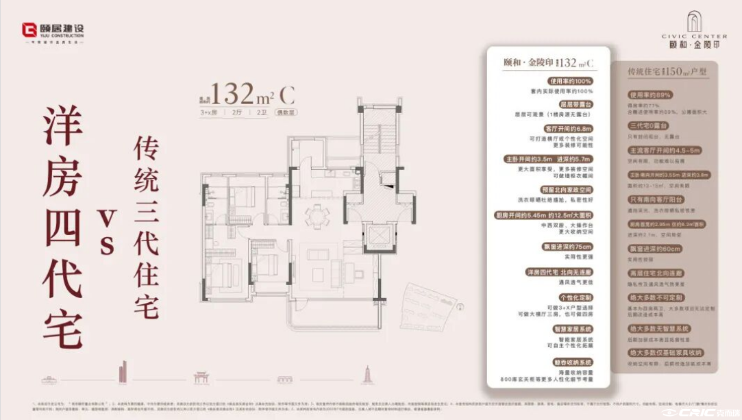 132㎡C 三代同堂户型户型图