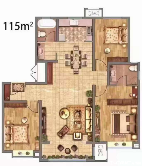 115㎡三室户型图