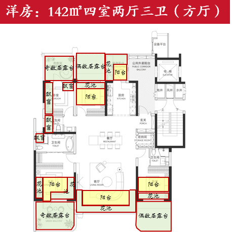 洋房142方厅户型图