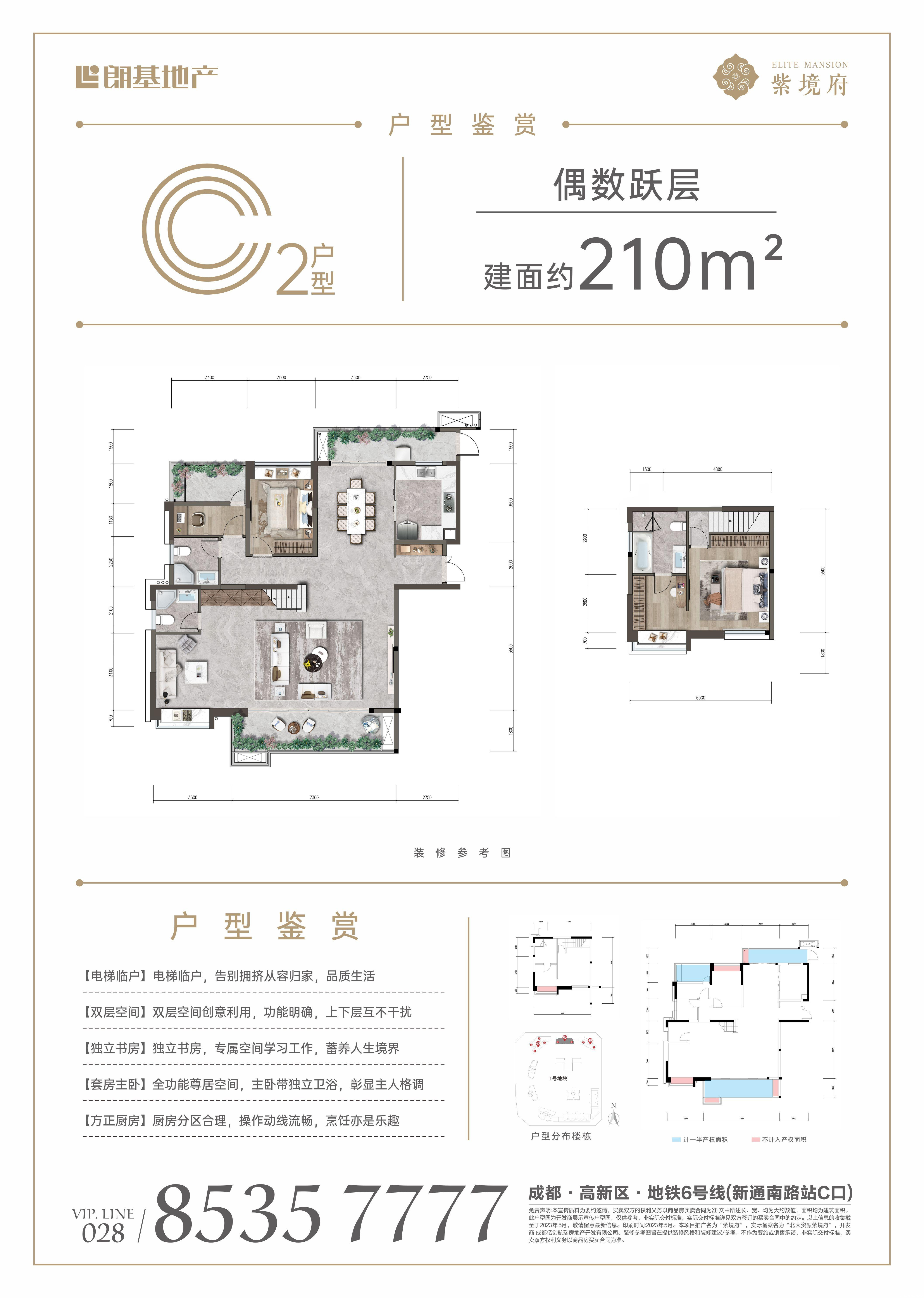 C2户型-210㎡户型图