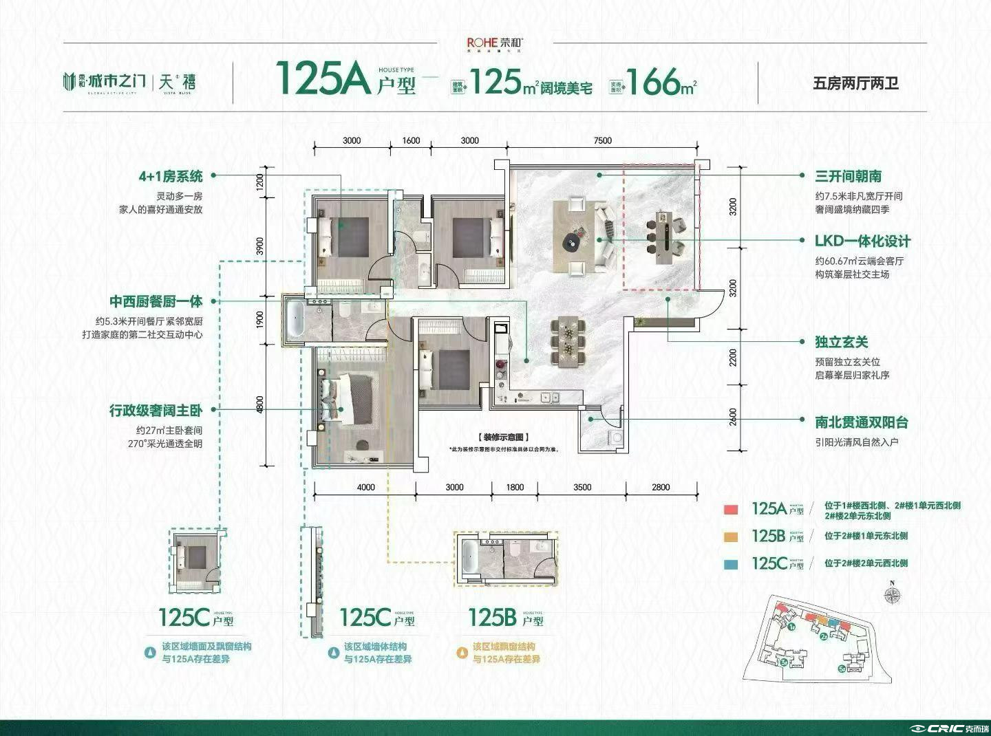 125A户型 约125㎡户型图