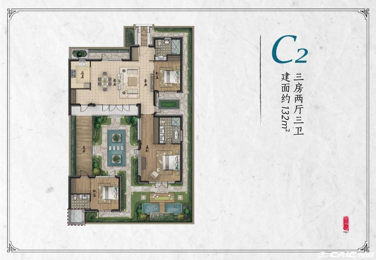 双拼B户型图