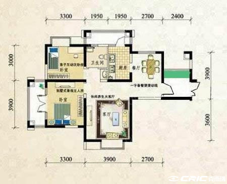2室2厅1卫a户型户型图
