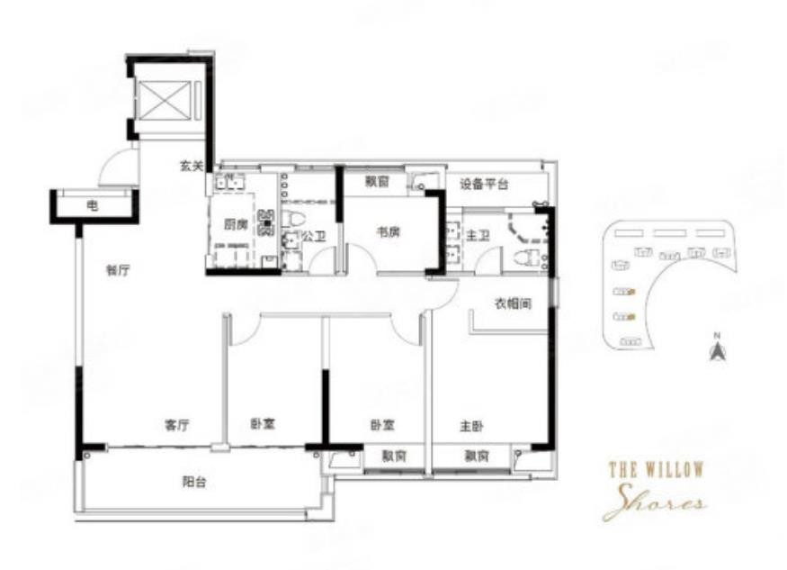 4室2厅2卫, 建面141.00平米户型图