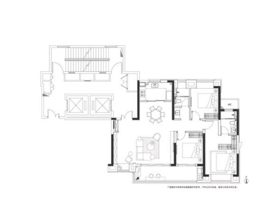 3室2厅2卫1厨, 建面143.00平米户型图