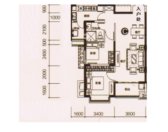 5、6号楼16-26层B/C户型户型图
