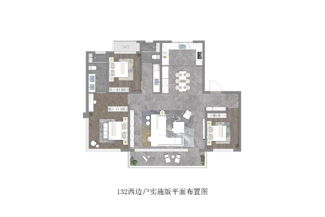 小高132㎡三室户型图