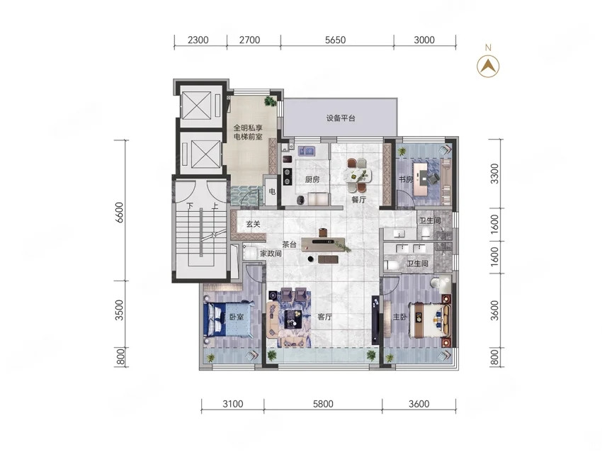 约143㎡,3室2厅2卫1厨,户型图
