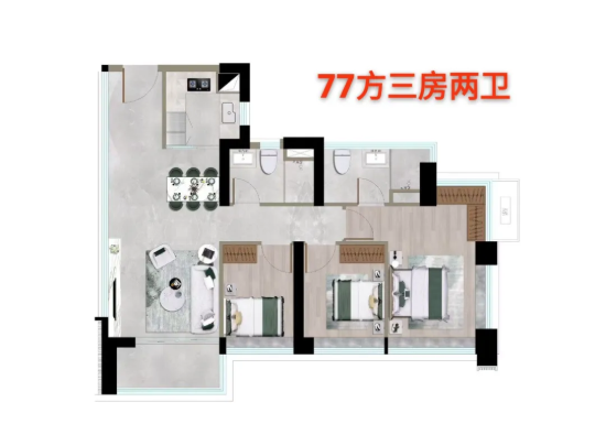 77㎡户型户型图