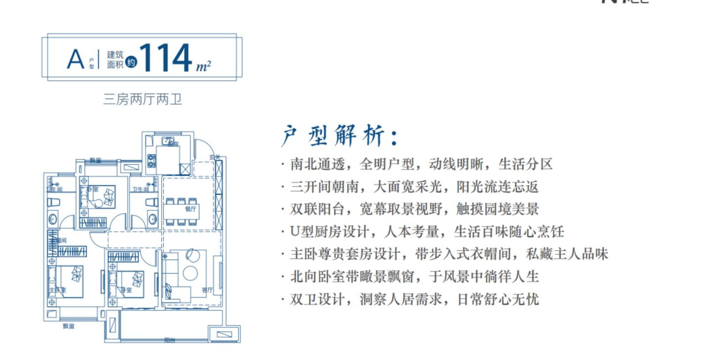 114㎡三室两厅两卫户型图