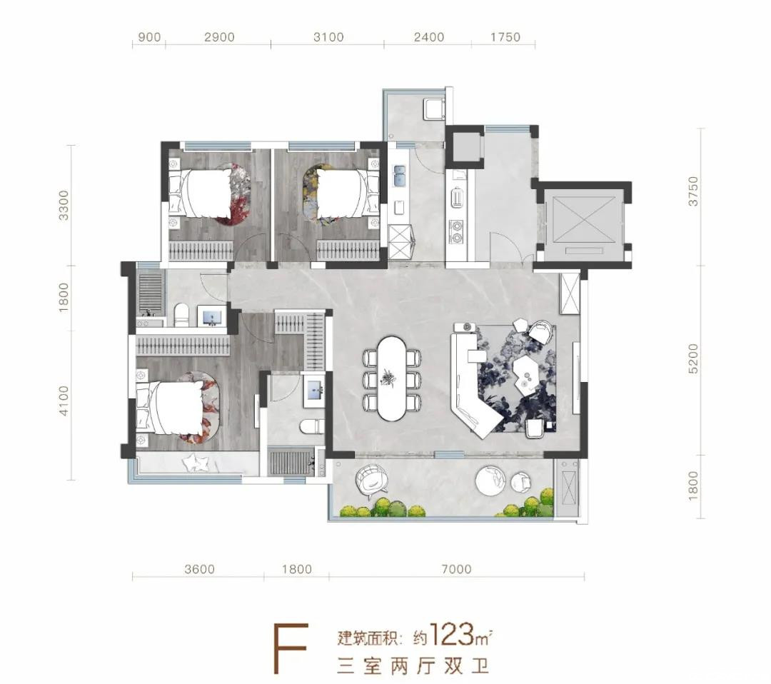 F户型-123㎡户型图